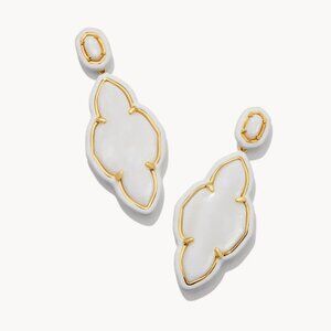 NWT IN BOX new Kendra Scott earrings Abbie Gold Enamel Frame Statement Earrings